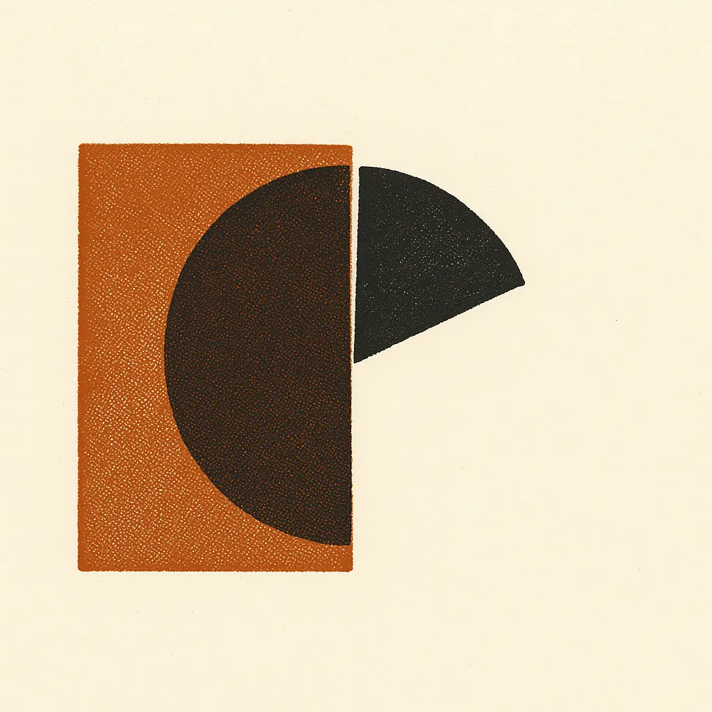 A dark disc printed across the right-hand edge of a solid rectangular field: where the two inks overlap the disc darkens, and the part of it beyond the rectangle sits on bare paper.